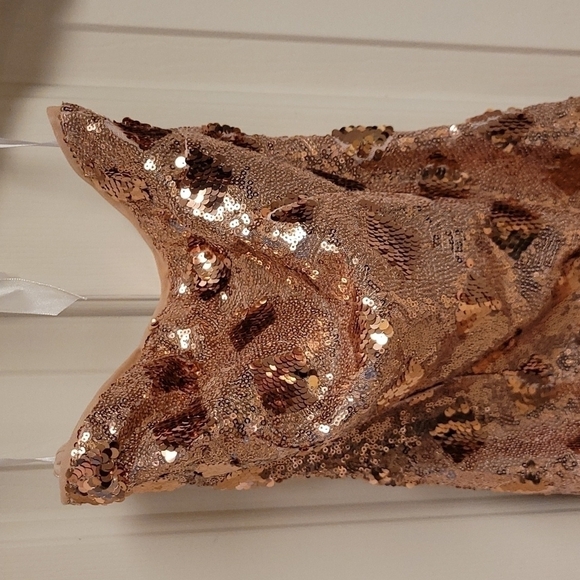 Lulu's Rose Gold Sequin Strapless Bodycon Mini Dress - Picture 12 of 16